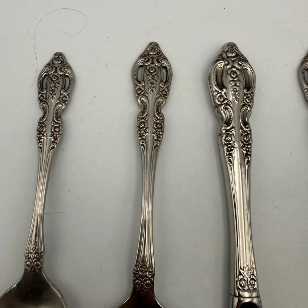 Oneida Raphael Stainless Flatware 5 Piece Place Setting Vintage USA Floral